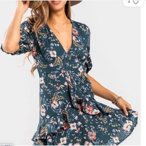NWT Franchesca's Rain Floral Ruffled Dress XXS